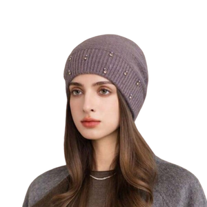 Bonnet en tricot jacquard pour femmes avec strass, bonnet d'hiver en acrylique doux et extensible avec détails de cristaux subtils pour les marques de mode en gros - Product Image 1