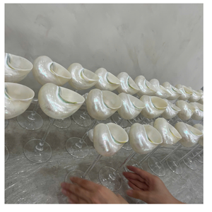 Elegante copa de cristal de concha de Vietnam para cóctel, vino Martini y postres congelados - Product Image 6