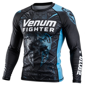 เสื้อแรชการ์ดแขนยาว Venum Fighter สีดำ-น้ำเงิน พิมพ์ลายแบบ Sublimation แห้งเร็ว สำหรับผู้ชาย ยี่ห้อ Venum - Product Image 3