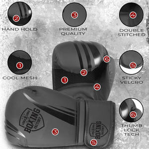 Guantes de boxeo de cuero de grado profesional con velcro soporte de muñeca Hook-&-Loop Ideal para entrenamiento con bolsa de boxeo y preparación de lucha - Product Image 4