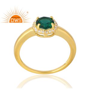 Venta caliente 925 Plata de Ley 18K Chapado en oro Natural Cz & Anillo de piedras preciosas Esmeralda Demi Fine Jewelry Manufacturer - Product Image 1