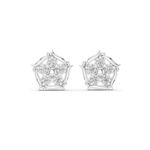 0.35 CT Lab Diamond Floral <b>Stud</b> <b>Earrings</b> for Women VVSVS EF Clarity 18KT, 14KT, 10KT Gold & 925 <b>Silver</b> White, Yellow, - Product Image 2