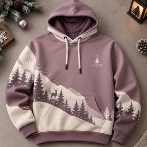 Sudadera con Capucha Personalizada con Estampado Bordado Inspirado en la Navidad, Sudadera de Invierno 100% Algodón Felpa, Unisex, Venta al Por Mayor, Ropa OEM - Product Image 6