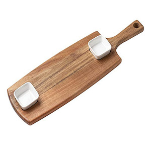 ไม้สักแข็งเขียงยาวสำหรับเสิร์ฟอาหารกับซอสที่ให้บริการสถานที่ที่มีสีธรรมชาติ - Product Image 4