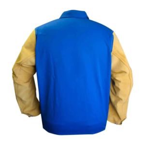 Chaqueta de soldadura de cuero dividido de piel de vaca a prueba de calor de chispa de larga duración Industrial de alta resistencia Premium Protección corporal para seguridad - Product Image 1