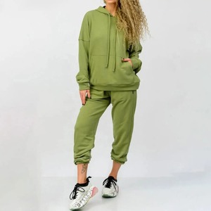 ชุดวิ่งออกกำลังกายของผู้หญิงชุดวอร์มกางเกงสองชิ้นแบบสวมหัวมีฮู้ด - Product Image 1