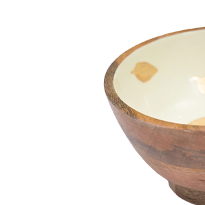 Tazón DE SERVICIO DE MADERA redondo impreso con diseño de hoja única de latón AK en multicolor para decoración de restaurante y Hotel - Product Image 3