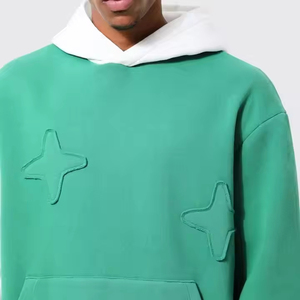 Custom Logo Streetwear Heavy <b>Weight</b> French Terry 3d Printing Patchwork <b>Blank</b> Vintage Pullover Men's Hoodies - Product Image 3