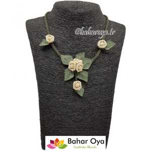 İğne Oyası Goncagül Borulu Kolye Krem Collier à la mode avec un design unique - Product Image 1