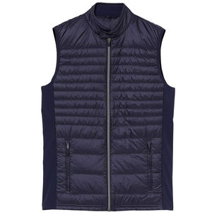 Gilets rembourrés zippés légers de style récent grande taille coupe régulière lettres de broderie personnalisées col montant vêtements d'automne pour hommes - Product Image 1