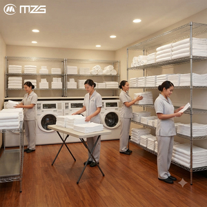 Étagère métallique chromée réglable de qualité supérieure, certifiée NSF, pour le stockage de linge de maison commercial, capacité de 800 lb - Product Image 1