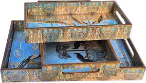 Juego de bandejas para servir de MDF de tamaño personalizado de gama alta Estilo de anidación de madera vintage de larga duración Reutilizable para alimentos POR HF CRAFTS - Product Image 3