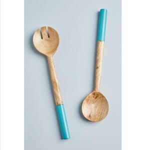 Herramientas de ensalada de madera pulida de alta calidad, juego de vajilla ecológico con cuchara con mango de resina, el mejor diseño - Product Image 2