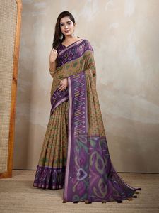 Sarees en coton Chanderi doux de qualité supérieure avec sérigraphie - Product Image 5