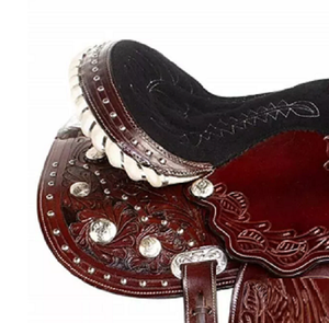 Calidad superior 100% hecho a mano estilo inglés sillín occidental cuero duradero equitación deportes ecuestres entretenimiento - Product Image 4