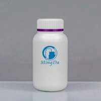 Flacon de 250 cc en PEHD blanc pour compléments alimentaires et vitamines, avec col de 38 mm, conteneur rond ondulé et bouchon à double couche en forme de feuille