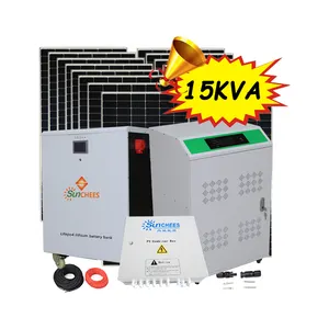 Kit Fotovoltaico complet usage domestique hybride 15kva panneaux solaires systèmes de générateur de stockage d'énergie pour la maison ensemble hybride