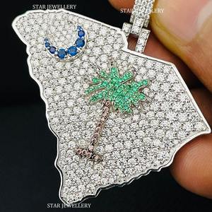 Colgante Unisex de Plata de Ley Personalizado con Moissanita VVS Color D, Corte Brillante Redondo, Estilo Hip Hop - Product Image 4