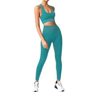 Solid Color Women's Yoga <b>Leggings</b> & <b>Crop</b> Top Ladies Gym Fitness Training 2 Piece Yoga Sets Women's Workout Sets Sportswear - Product Image 3