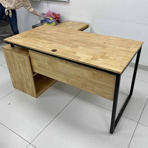 HBMN020 Executive <b>Desk</b> 160x140cm with <b>Solid</b> <b>Wood</b> 140x70cm Tabletop Luxury Minimalist L-Shaped Design for Home Use - Product Image 6