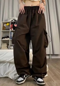 กางเกงคาร์โก้แฟชั่นสตรีทแวร์ทรงแบ็กกี้กางเกงยิมผ้ายืดสำหรับผู้หญิงใส่ในฤดูร้อน - Product Image 3