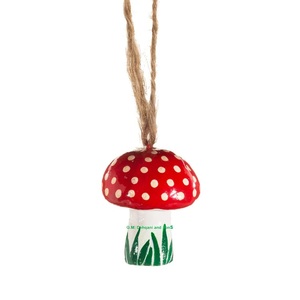 Authentic Kashmiri <b>Hand</b>-Painted Mushroom Christmas <b>Ornaments</b> Small Decorative Hanging Gifts for Holidays-Custom Sizes Available - Product Image 1