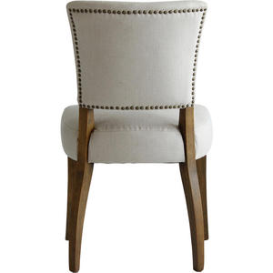 Fabric Upholstered Dining <b>Chair</b> Solid Wood Frame Side <b>Chair</b> Beige Seat Back <b>Chair</b> for Home Hotel <b>Restaurant</b> - Product Image 4