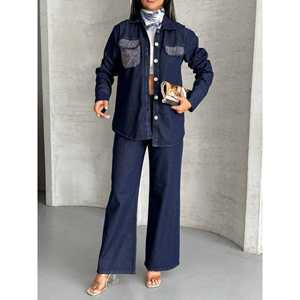 Ensemble en jean pour femme 1802 avec détail poche et pierres, confortable et élégant - Product Image 5