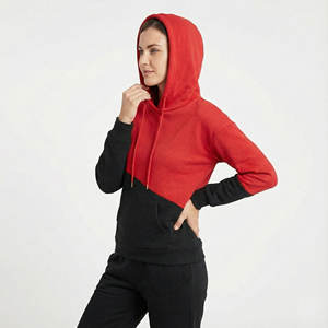 Sweat-shirts à capuche pour femmes tendance OEM, patchwork, deux tons, couleur contrastée, vêtements décontractés, pull-over, design personnalisé, sweat-shirts en polaire lourd - Product Image 2