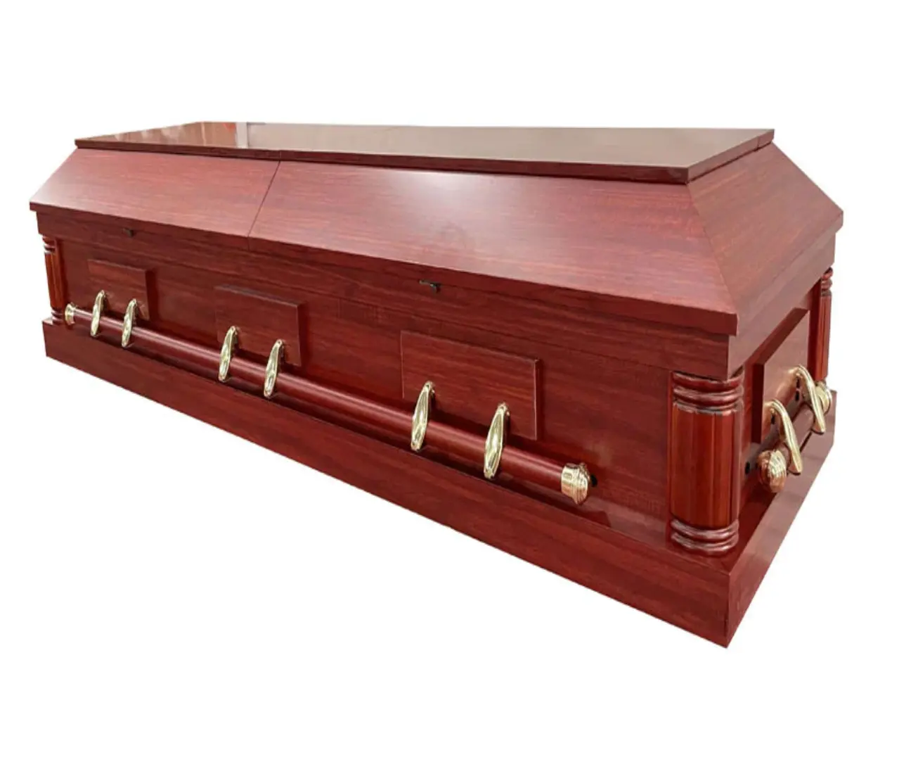 Yarım kapak cenaze mühendislik katı ahşap tabut mezar tonoz combo yatak ahşap yarım antrenör kremasyon tabut ve tabut