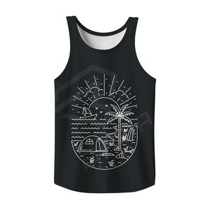 เสื้อกล้ามผู้ชายผ้าคอตตอนพิมพ์ลายสำหรับวิ่งเสื้อกล้ามโพลีเอสเตอร์เล่นยิมฟิตเนสยิมฤดูร้อน - Product Image 1