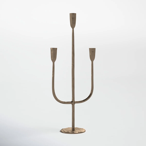 Porte-bougie de luxe à 3 bras en aluminium doré pour mariage, fête, restaurant ou décoration intérieure - pour célébrations d'anniversaire - Product Image 4