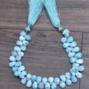 Pierre précieuse Larimar AAA 7x10mm perle briolette poire à facettes Larimar naturel Briolette de pierres précieuses semi-précieuses en vrac pour la fabrication de bijoux - Product Image 6