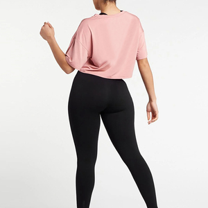 Camiseta recortada de moda de verano Vintage para mujer, Camiseta holgada de manga corta con cuello redondo de algodón, ropa de calle de entrenamiento, Top personalizable - Product Image 3