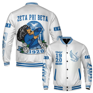 Zeta Phi Beta 1920 Fondateurs Bleu Blanc Sororité Varsity Letterman Veste ZPB Greek Life Chenille Patch Edition - Product Image 6