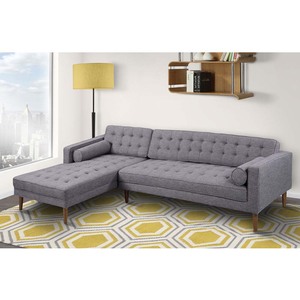L-shaped Home Furniture <b>Sofa</b> Set with Extendable Tufted Fabric Upholstery and Wooden Legs SFL68022 260x82cm - Product Image 4
