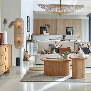 Mesa de centro moderna para el hogar, muebles de sala de estar, muebles de madera redondos nórdicos-Guimel - Product Image 5