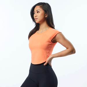 เสื้อสแปนเด็กซ์เข้ารูปสำหรับผู้หญิง,เสื้อทรงลูกเรือคอเสื้อทำจากผ้าคอตตอน95% สแปนเด็กซ์5% ตัดเย็บแบบสั้น - Product Image 3