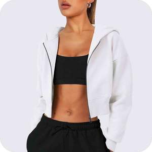 Sudadera con Capucha Personalizada al por Mayor, Ecológica, de Secado Rápido, 380g, Talla Grande, con Cremallera, Deportiva, Lisa, para Imprimir, 100% Algodón para Mujer - Product Image 2
