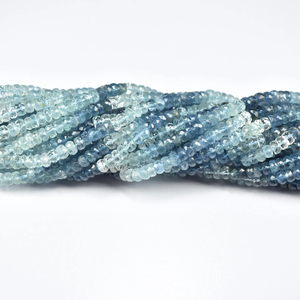 Perles rondes facettées en aquamarine de qualité AAA++ 4,5 mm Perles de 14 pouces en vrac Pierre précieuse Perles bleu clair - Product Image 4