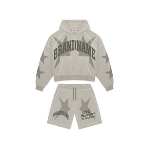 Ensemble sweat-shirt et short pour homme, en coton 100%, imprimé à l'écran, délavé à l'acide, style boxy personnalisé - Product Image 5