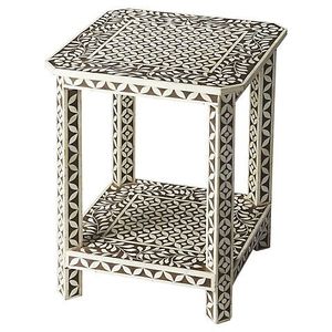 Mesa de centro con incrustaciones de hueso de rayas egipcias, muebles antiguos, mesa de centro con incrustaciones de hueso hechas a mano para el hogar, oficina, restaurante, decorar - Product Image 2