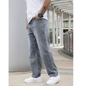 Jeans baggy pour hommes, pantalon en denim de coupe décontractée avec jambe droite ample, tenue décontractée confortable, look vintage élégant, style moderne - Product Image 3
