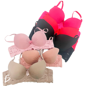 Reggiseno da donna confortevole a copertura totale senza ferretto con schiena in pizzo ed effetto push-up, sottile, con chiusura a gancetti e imbottito - Product Image 2