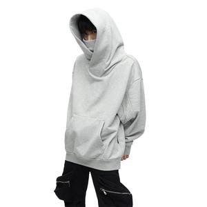 Croix capuche masque surdimensionné Hip Hop hommes pull à capuche basique coton blanc lourd 400 GSM polaire sweats à capuche pour hommes - Product Image 1