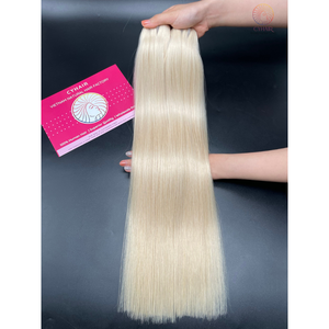 Precio al por mayor Extensiones de cabello humano virgen 100% de doble trama, grado estándar, color platino blanco, paquete de cabello crudo de Vietnam - Product Image 1