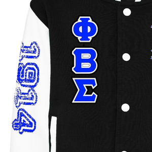 Phi Beta Sigma 1914แจ็คเก็ตทีมตัวแทนชาวกรีกที่มีตัวอักษรสีฟ้าขาวเสื้อผ้าพี่น้องผ้ากำมะหยี่ปักลายย้อนยุคด้านหน้า - Product Image 3