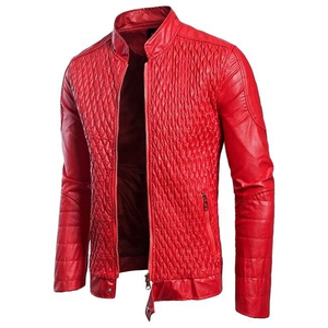 Chaquetas de Cuero al por Mayor Nuevas de 2025, Chaqueta Bomber de Motociclista Acolchada con Logotipo Personalizado en la Parte Delantera, Cuello Alto y Corte Ajustado para Hombre - Product Image 2