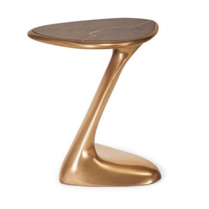 Meuble style salon rond moderne pieds en métal argenté Table d'appoint en métal moderne - Product Image 4