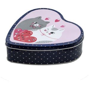 Joyero de metal azul oscuro de 2,3 L con tapa en forma de corazón para guardar pertenencias de gatos - Product Image 2